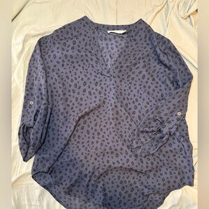 Women's Blue Leopard Animal Print Patterned Top